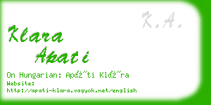 klara apati business card